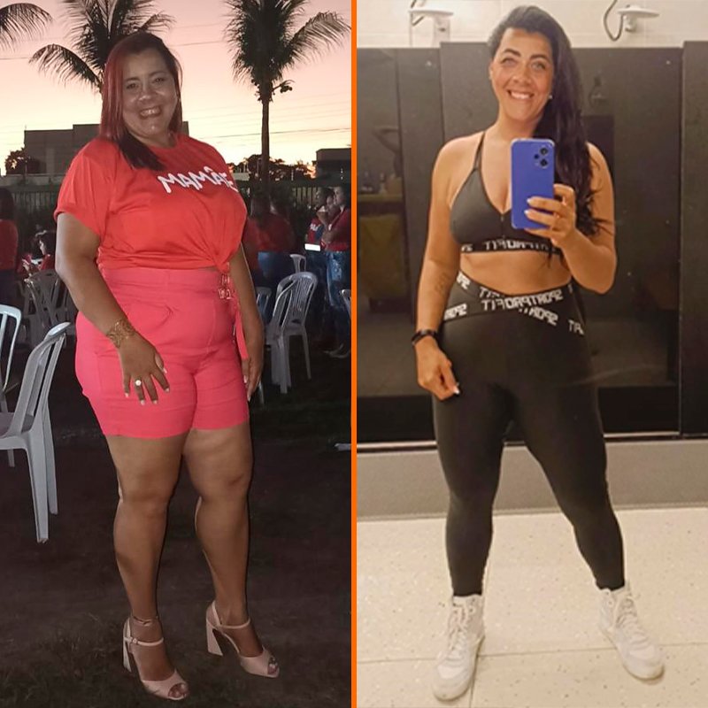 Comparativo de antes e depois de aluna